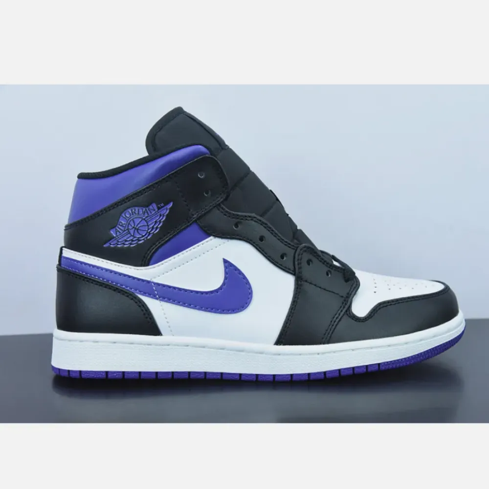 Air Jordan 1 Mid “White/Black/Court Purple”  554724-095