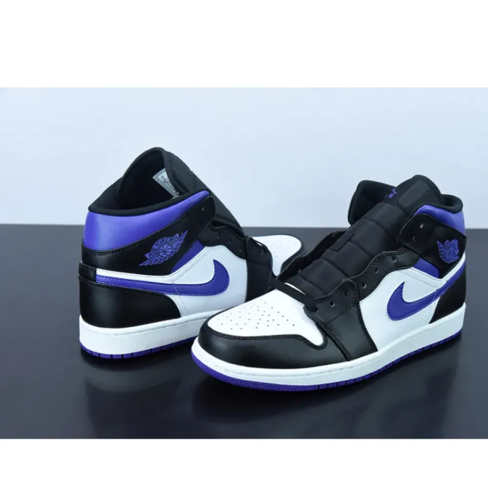 Air Jordan 1 Mid “White/Black/Court Purple”  554724-095