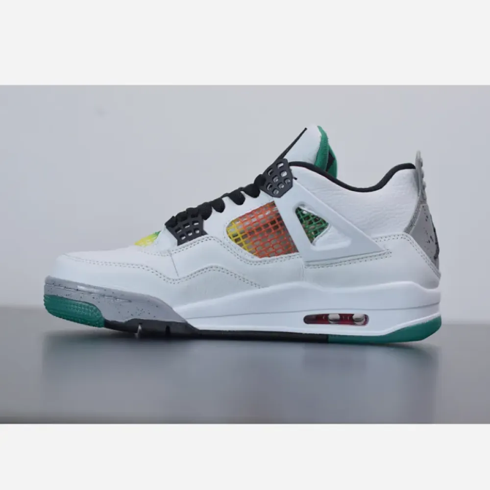 Air Jordan 4 Retro ‘Green Rasta’ White/Black/University Red/Lucid Green AQ9129-100