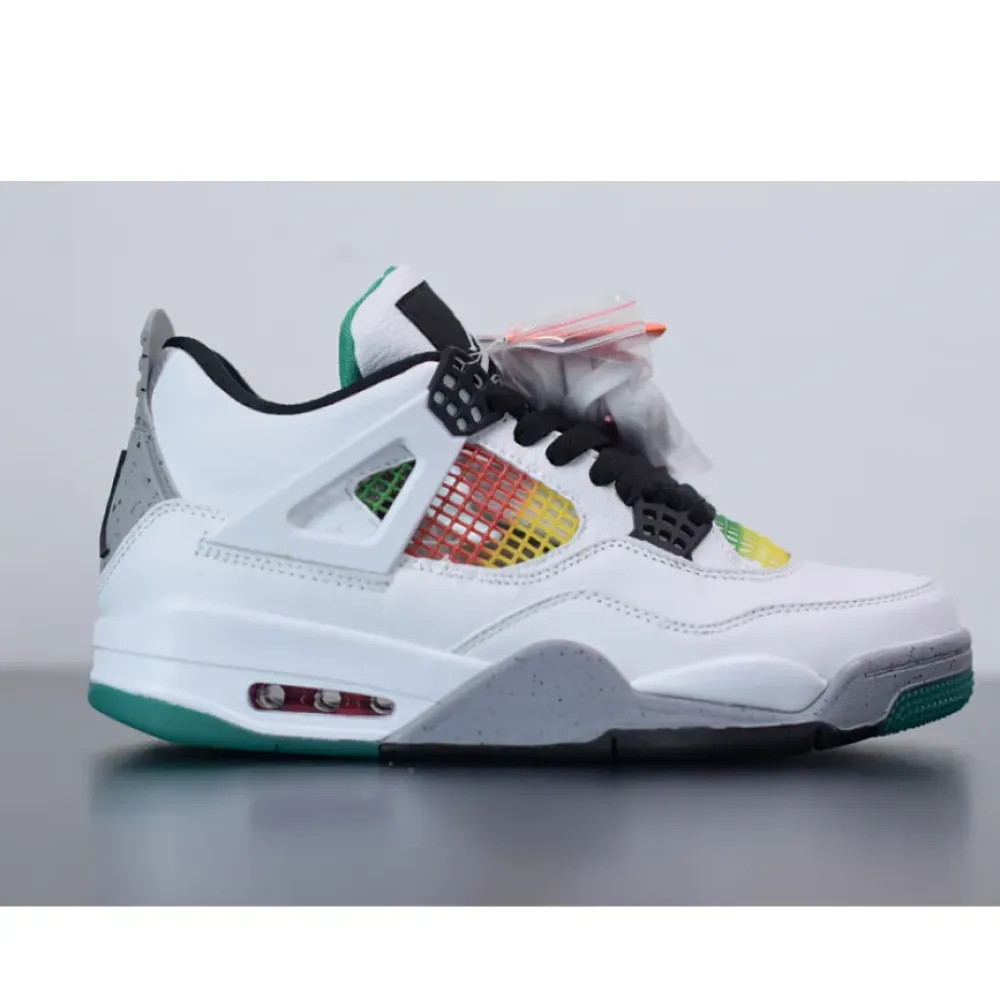 Air Jordan 4 Retro ‘Green Rasta’ White/Black/University Red/Lucid Green AQ9129-100
