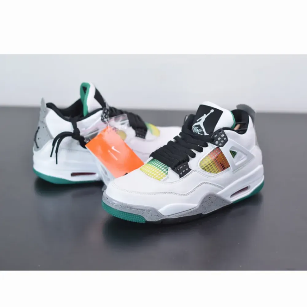 Air Jordan 4 Retro ‘Green Rasta’ White/Black/University Red/Lucid Green AQ9129-100