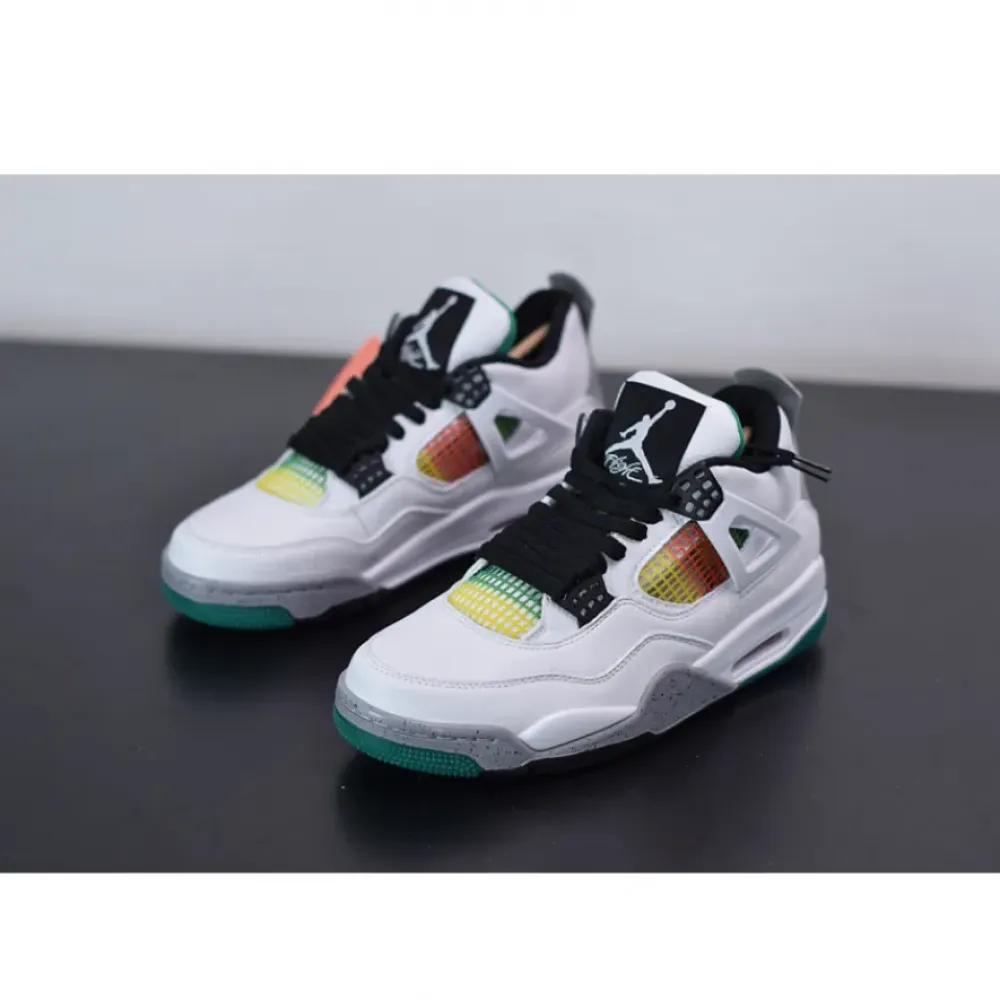 Air Jordan 4 Retro ‘Green Rasta’ White/Black/University Red/Lucid Green AQ9129-100