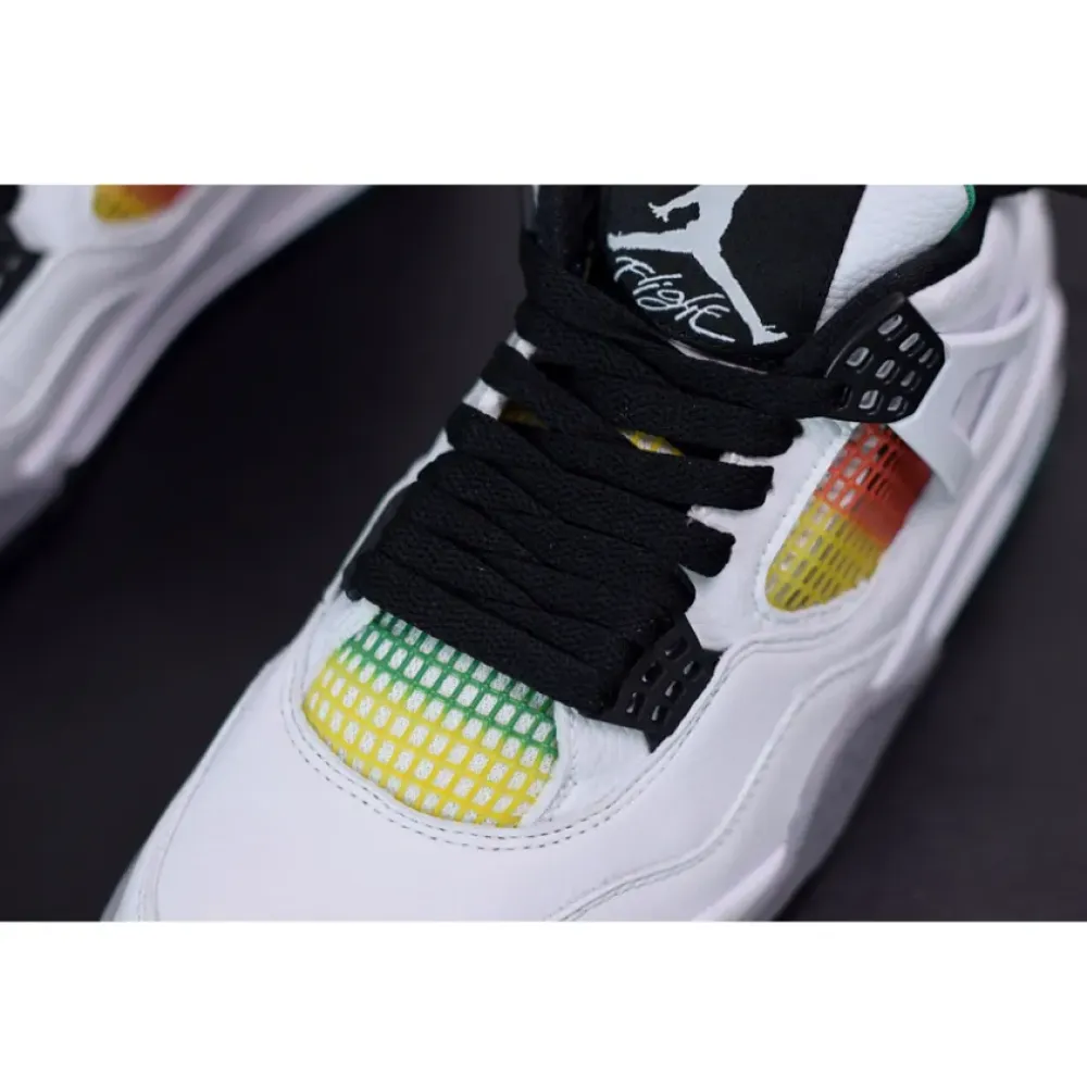 Air Jordan 4 Retro ‘Green Rasta’ White/Black/University Red/Lucid Green AQ9129-100