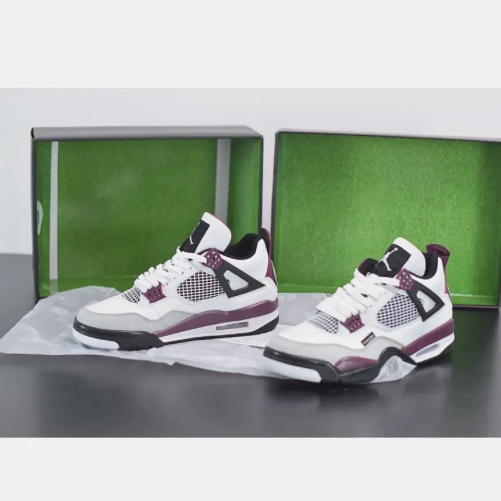 PSG x Air Jordan 4 White/Neutral Grey/Black/Bordeaux  CZ5624-100