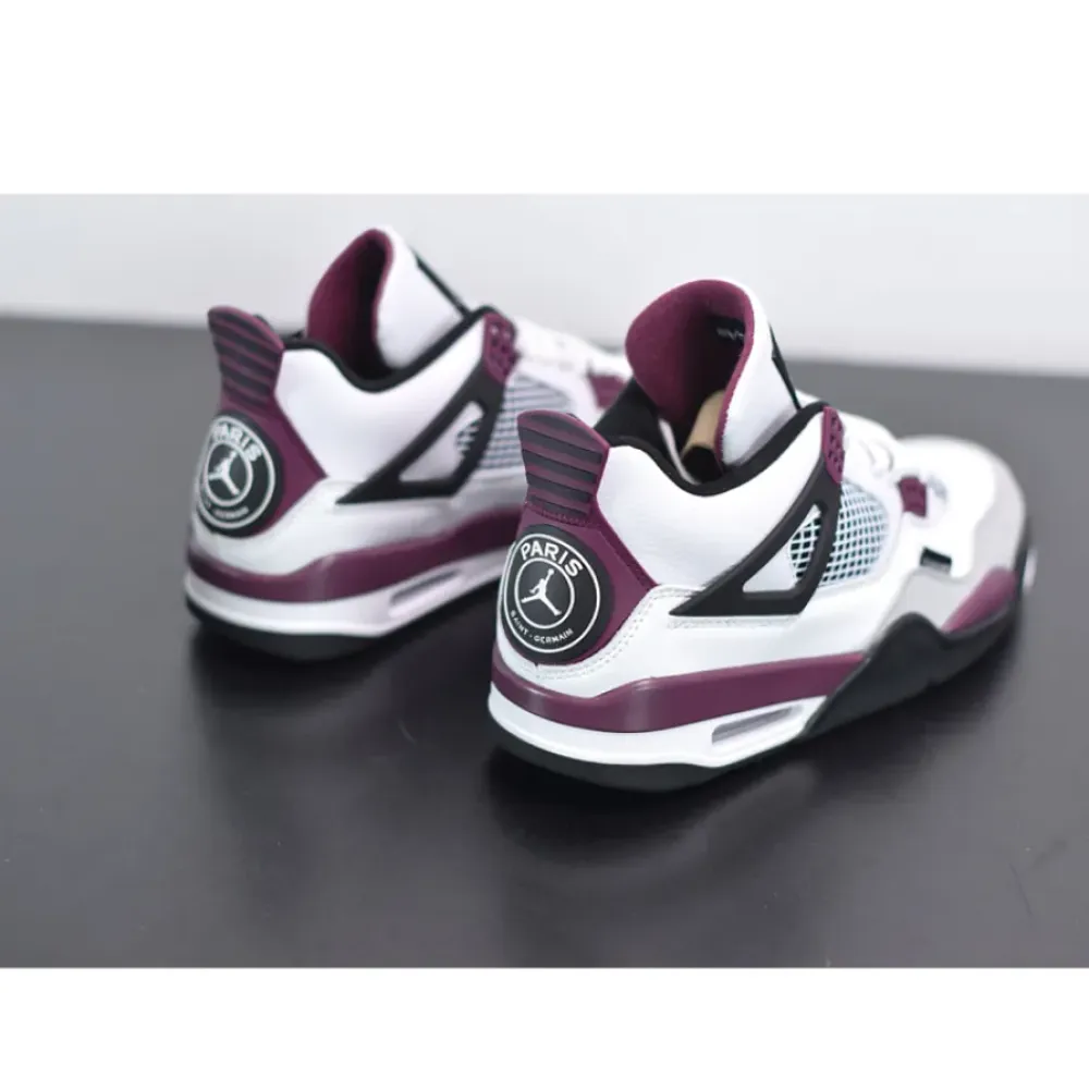 PSG x Air Jordan 4 White/Neutral Grey/Black/Bordeaux  CZ5624-100