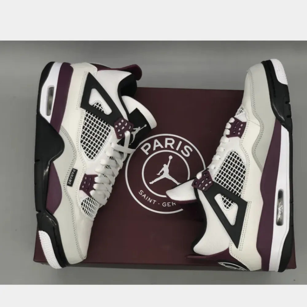 PSG x Air Jordan 4 White/Neutral Grey/Black/Bordeaux  CZ5624-100