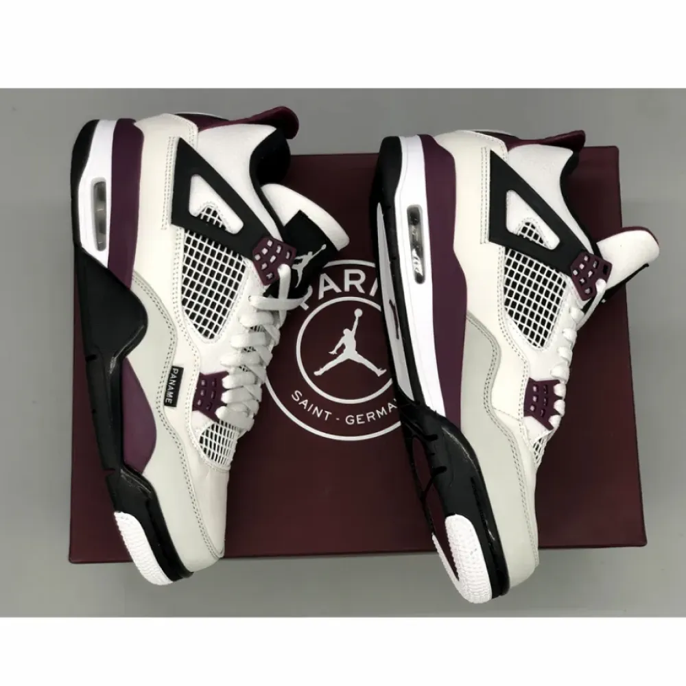 PSG x Air Jordan 4 White/Neutral Grey/Black/Bordeaux  CZ5624-100