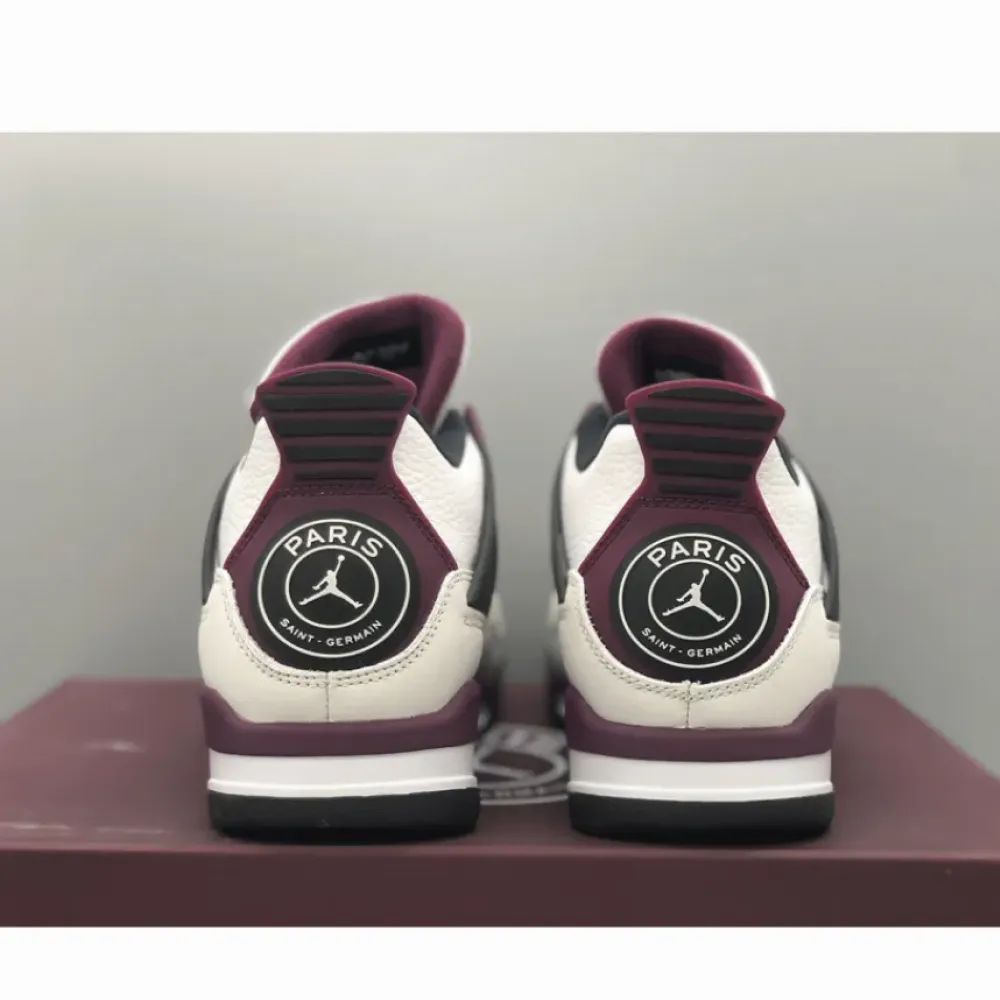 PSG x Air Jordan 4 White/Neutral Grey/Black/Bordeaux  CZ5624-100