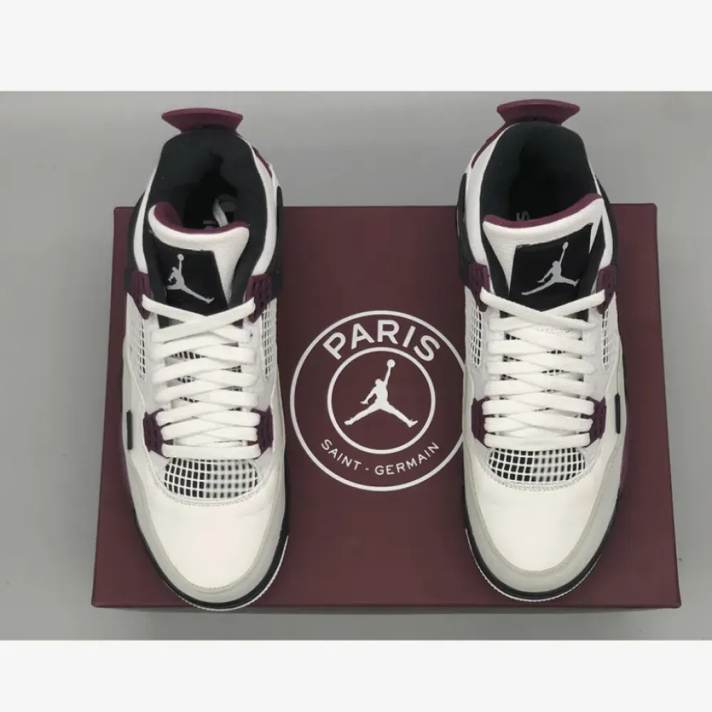 PSG x Air Jordan 4 White/Neutral Grey/Black/Bordeaux  CZ5624-100
