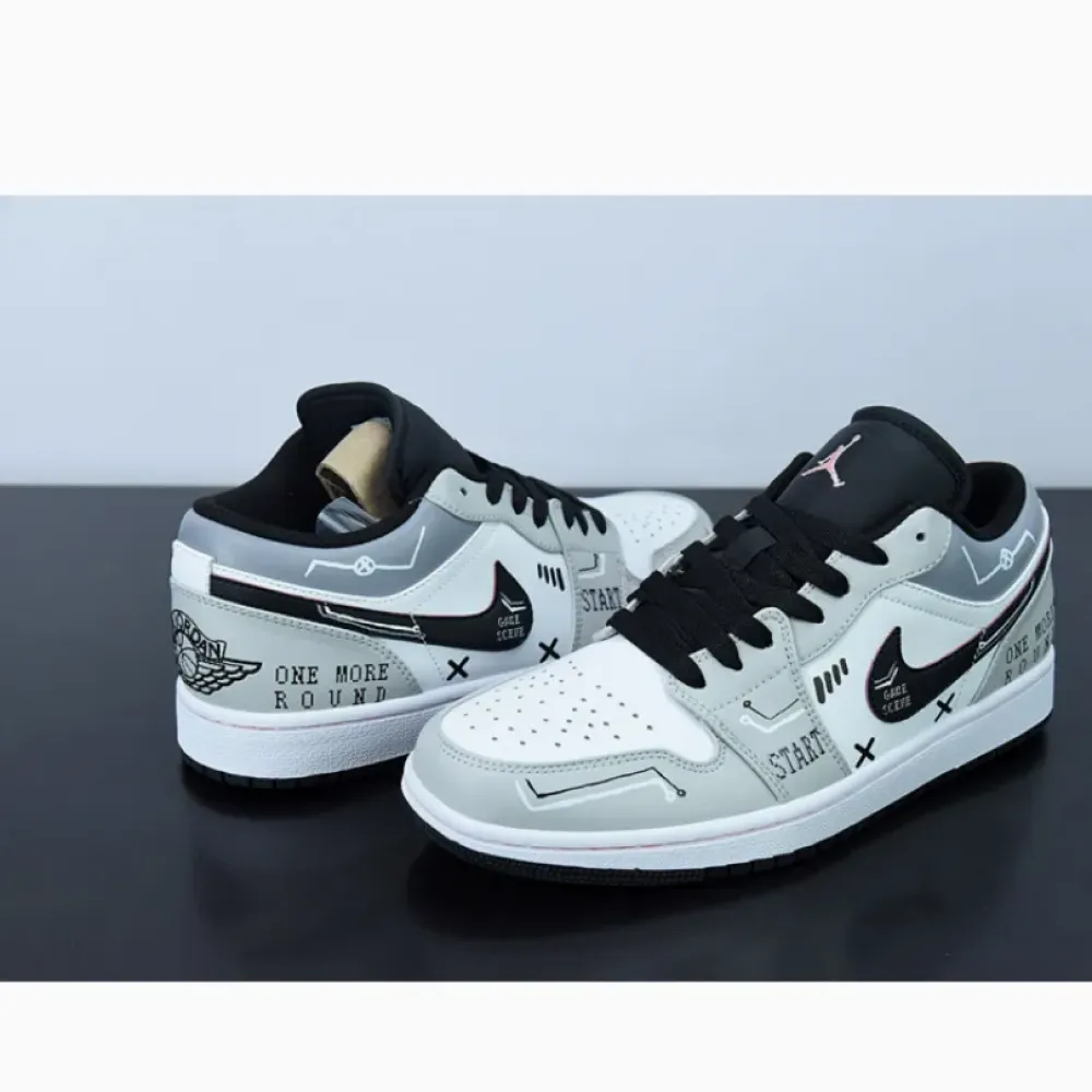 Custom Air Jordan 1 Low Grey Black White