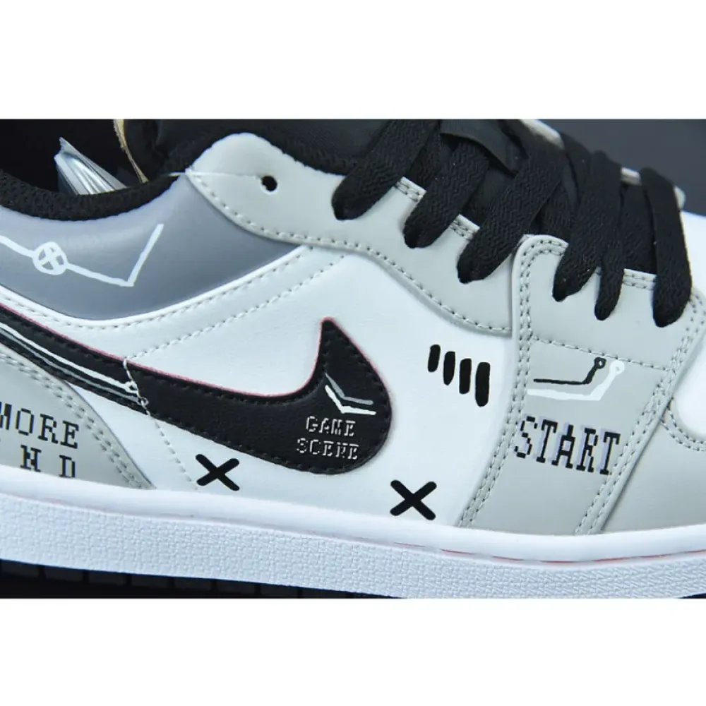 Custom Air Jordan 1 Low Grey Black White