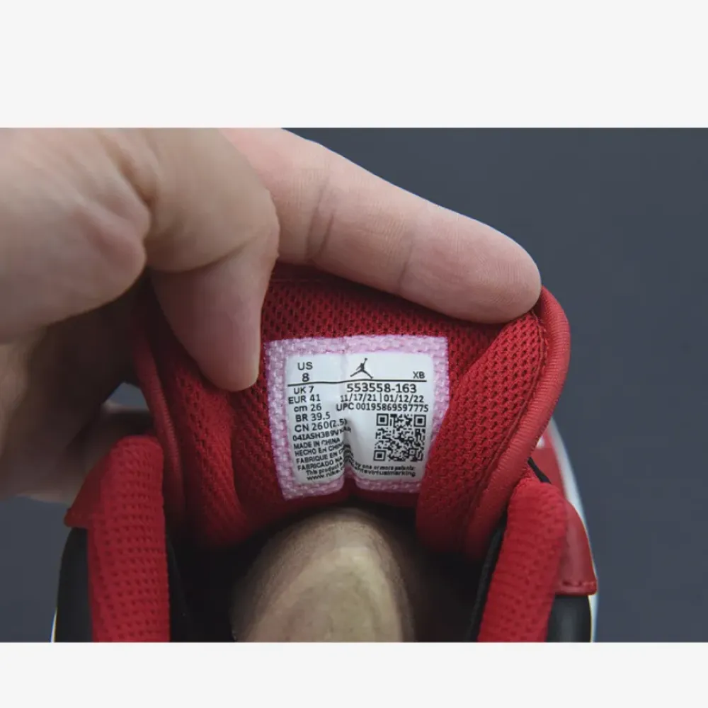 Air Jordan 1 Low “Reverse Black Toe” White/Black/Red  553558-163