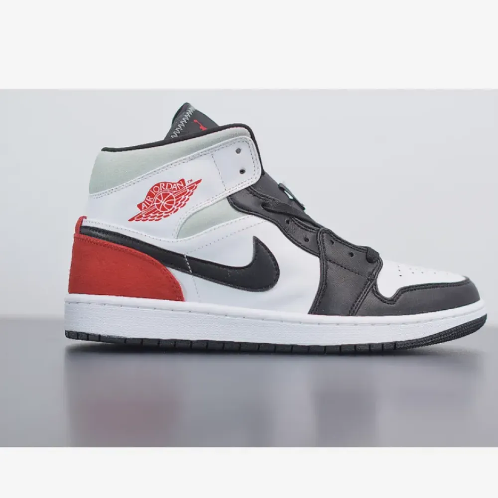 Air Jordan 1 Mid SE ‘Black Toe’ White/Black/Igloo/Track Red  852542-100