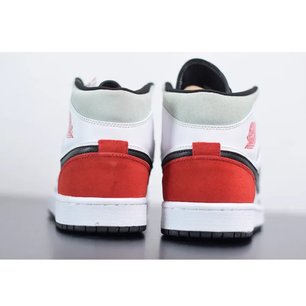 Air Jordan 1 Mid SE ‘Black Toe’ White/Black/Igloo/Track Red  852542-100