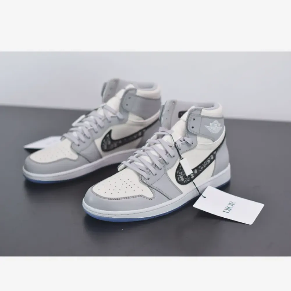 Dior x Air Jordan 1 High Wolf Grey/Sail-Photon Dust-White  CN8607-002