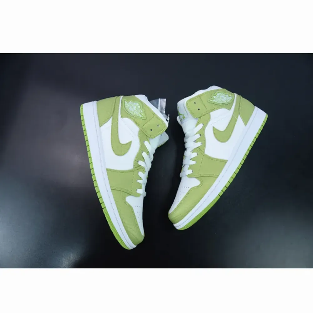 Air Jordan 1 Mid ‘Green Python’ White/Vivid Green  DV2959-113