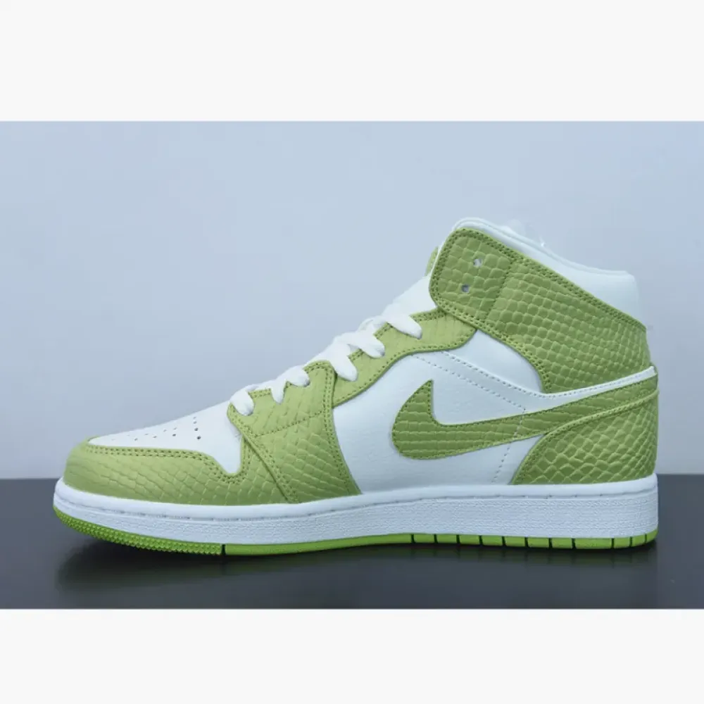 Air Jordan 1 Mid ‘Green Python’ White/Vivid Green  DV2959-113