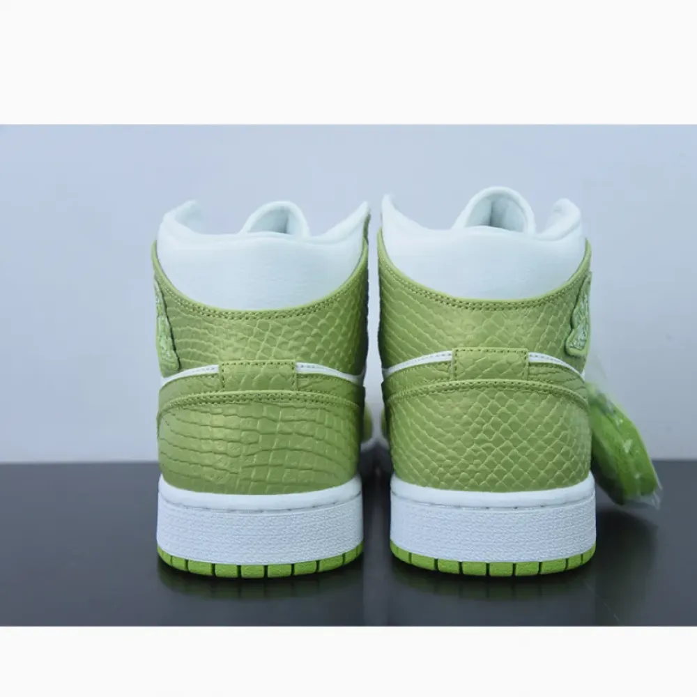 Air Jordan 1 Mid ‘Green Python’ White/Vivid Green  DV2959-113