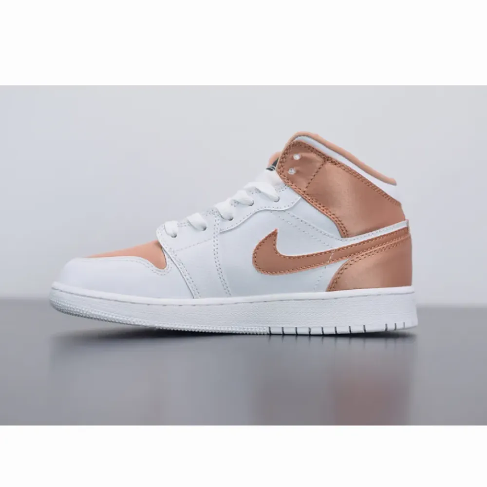Air Jordan 1 Mid GS White Rose Gold  555112-190