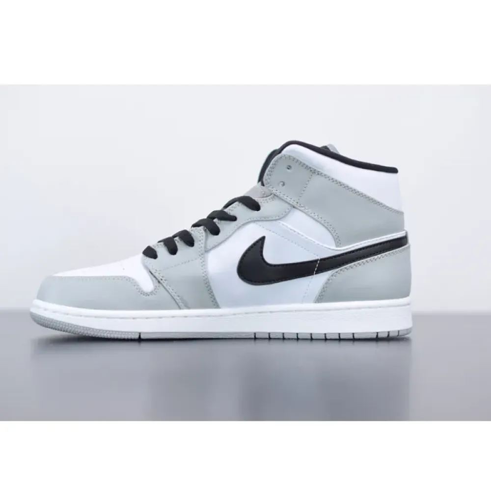 Air Jordan 1 Mid Light Smoke Grey/Black-White  554724-092