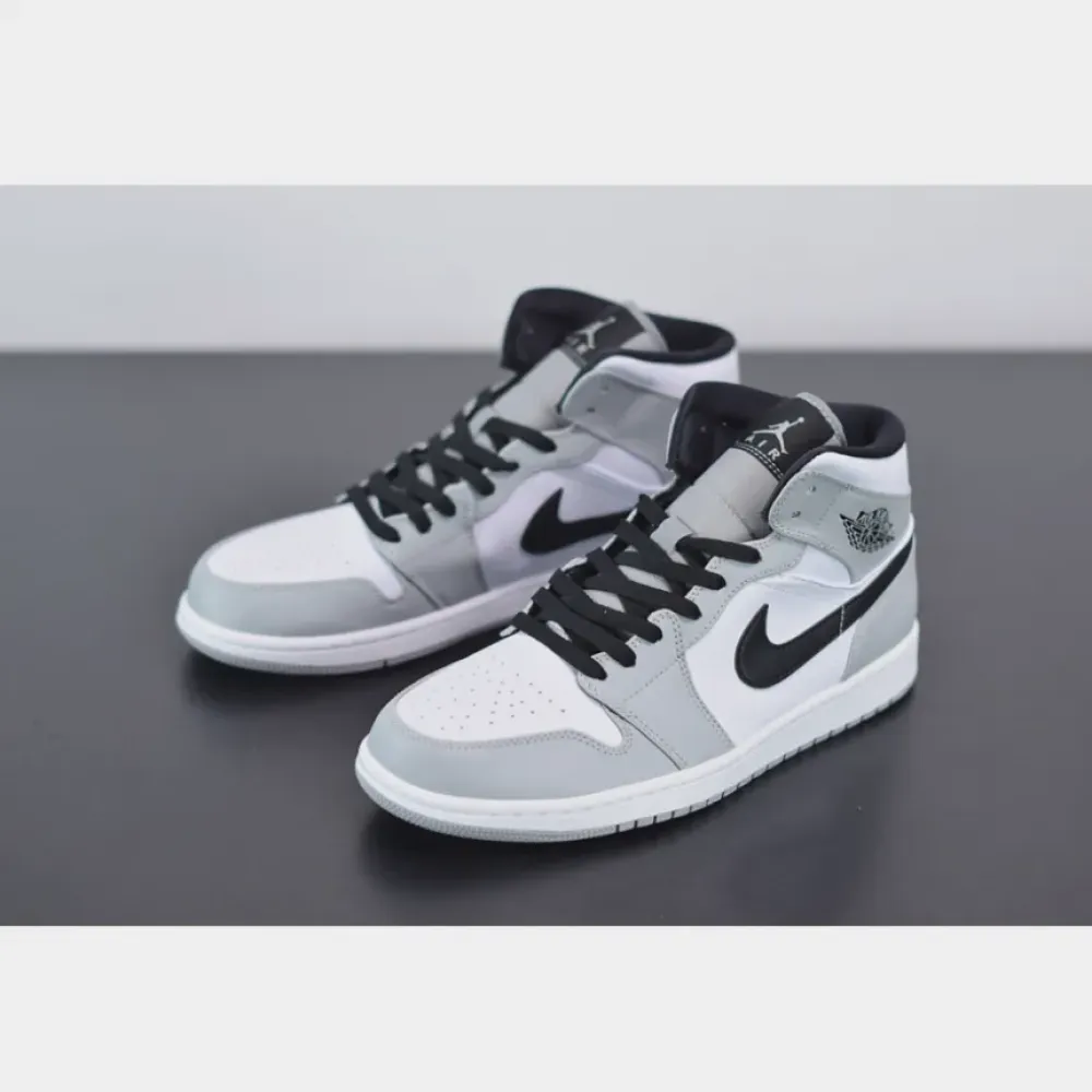 Air Jordan 1 Mid Light Smoke Grey/Black-White  554724-092