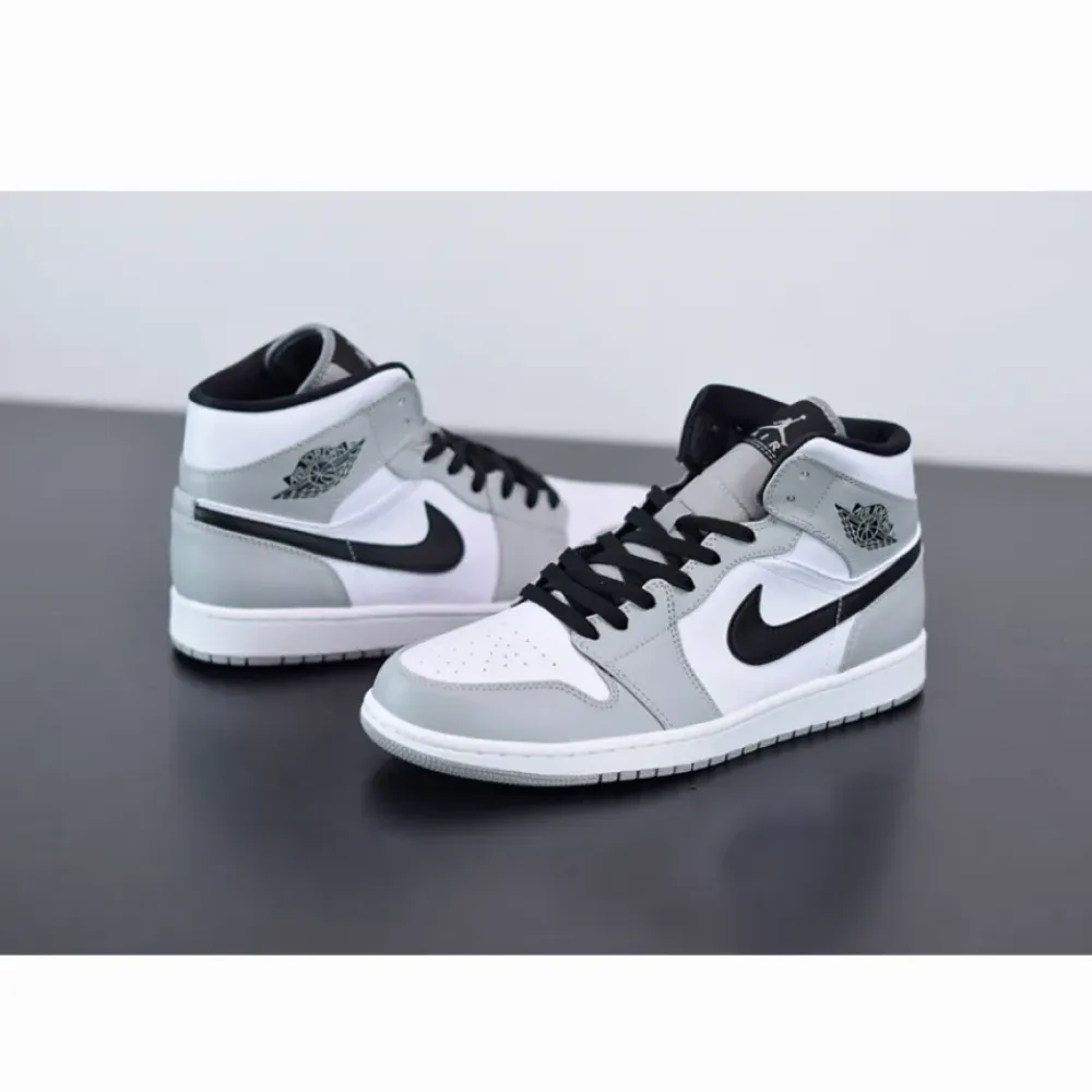 Air Jordan 1 Mid Light Smoke Grey/Black-White  554724-092