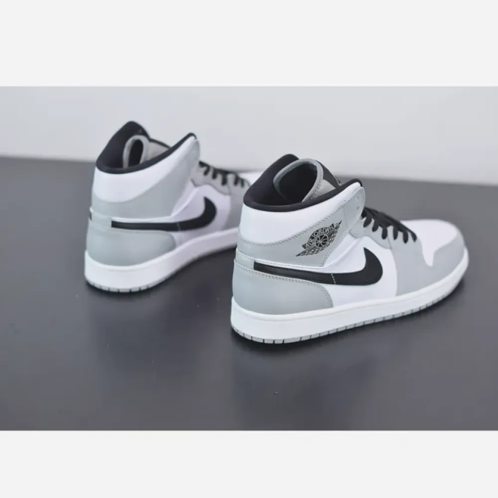 Air Jordan 1 Mid Light Smoke Grey/Black-White  554724-092