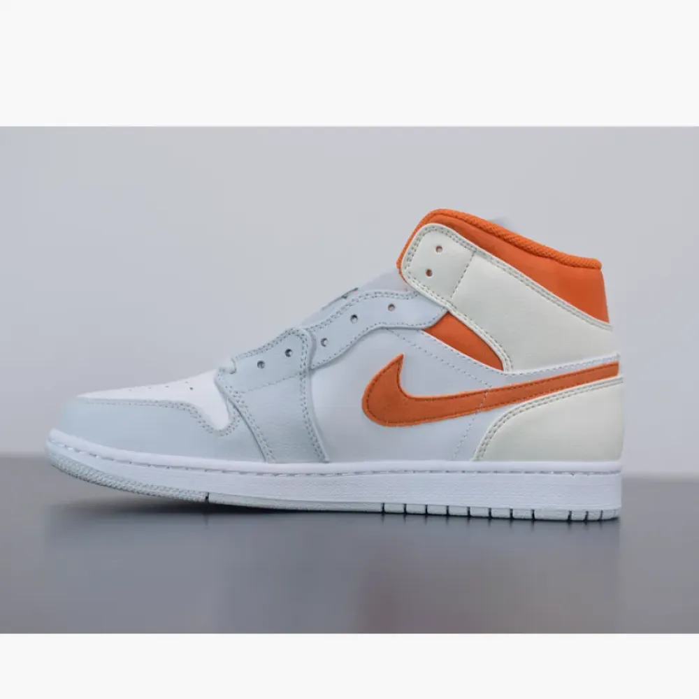 Air Jordan 1 Mid White/Starfish-Pure Platinum-Sail  CW7591-100