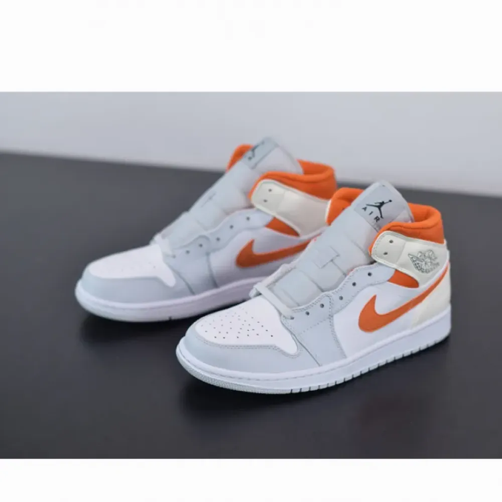 Air Jordan 1 Mid White/Starfish-Pure Platinum-Sail  CW7591-100