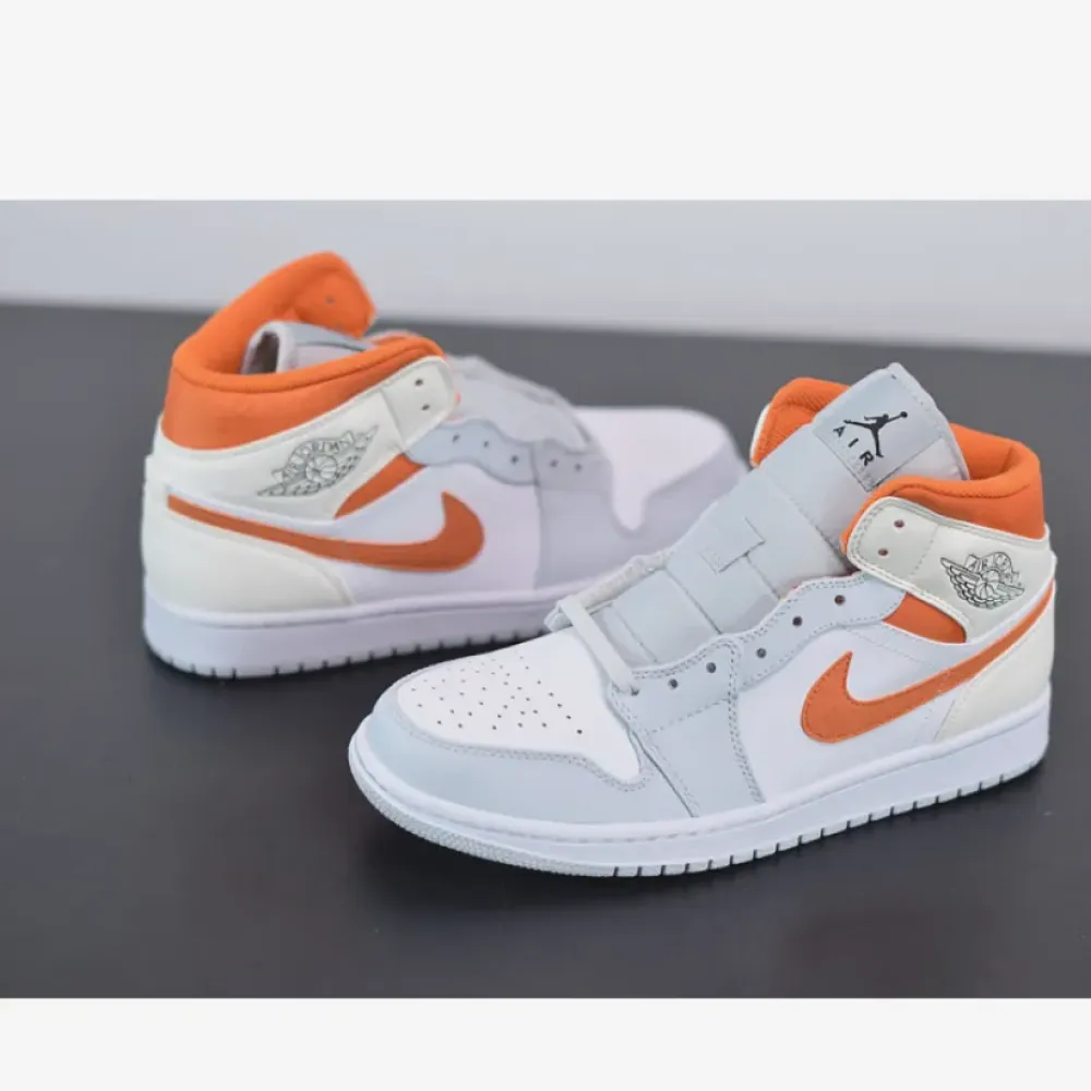 Air Jordan 1 Mid White/Starfish-Pure Platinum-Sail  CW7591-100