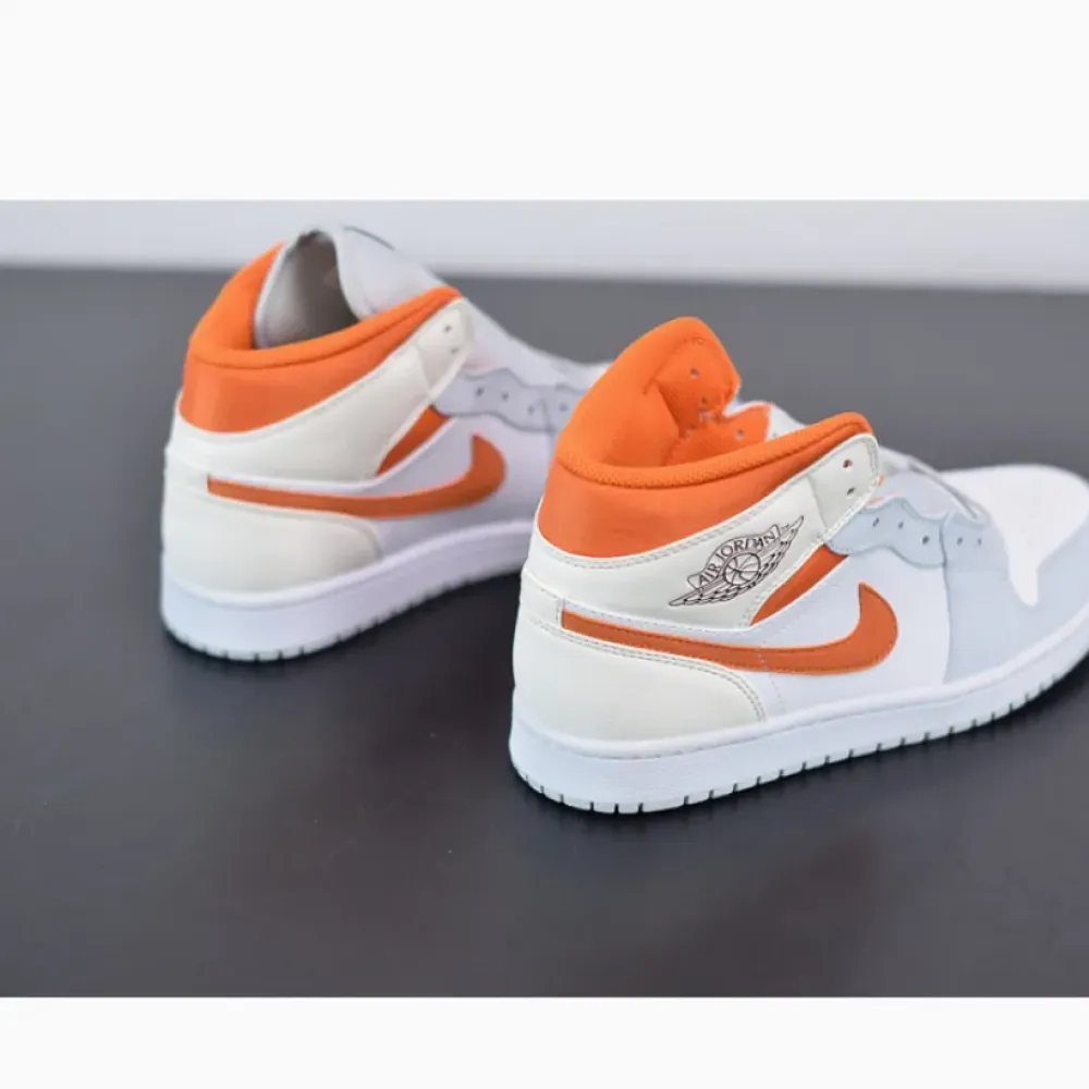 Air Jordan 1 Mid White/Starfish-Pure Platinum-Sail  CW7591-100