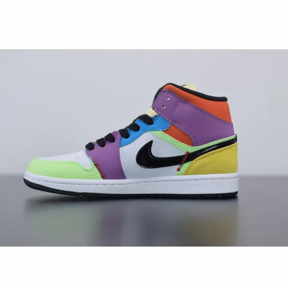 Air Jordan 1 Mid SE “Multicolor” White/Black/Lightbulb/Team Orange  CW1140-100
