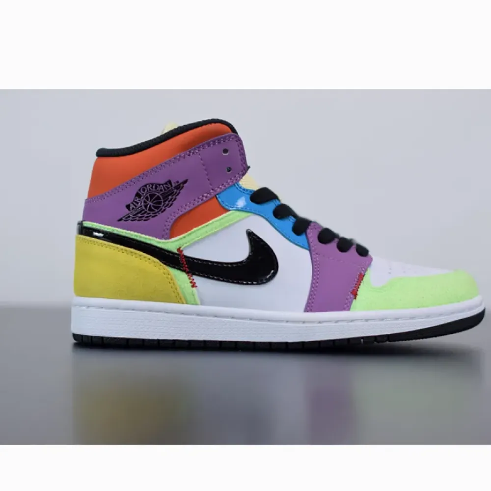 Air Jordan 1 Mid SE “Multicolor” White/Black/Lightbulb/Team Orange  CW1140-100