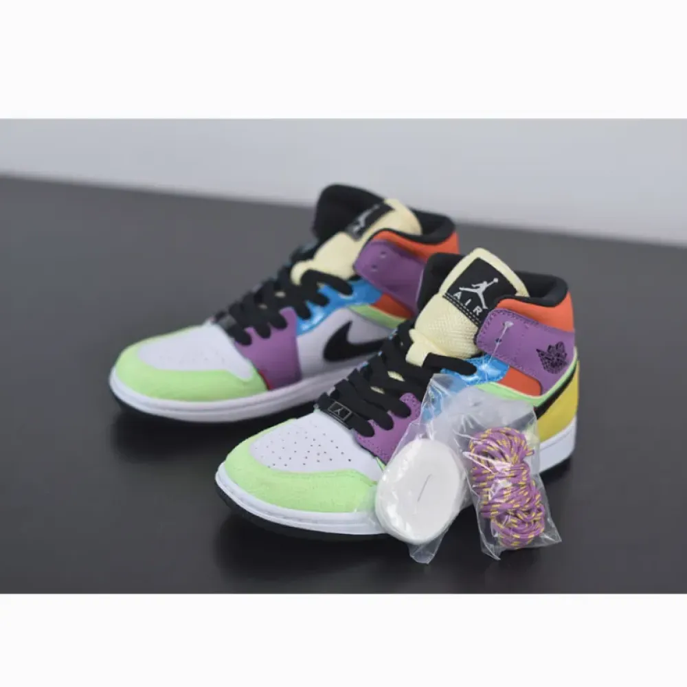 Air Jordan 1 Mid SE “Multicolor” White/Black/Lightbulb/Team Orange  CW1140-100