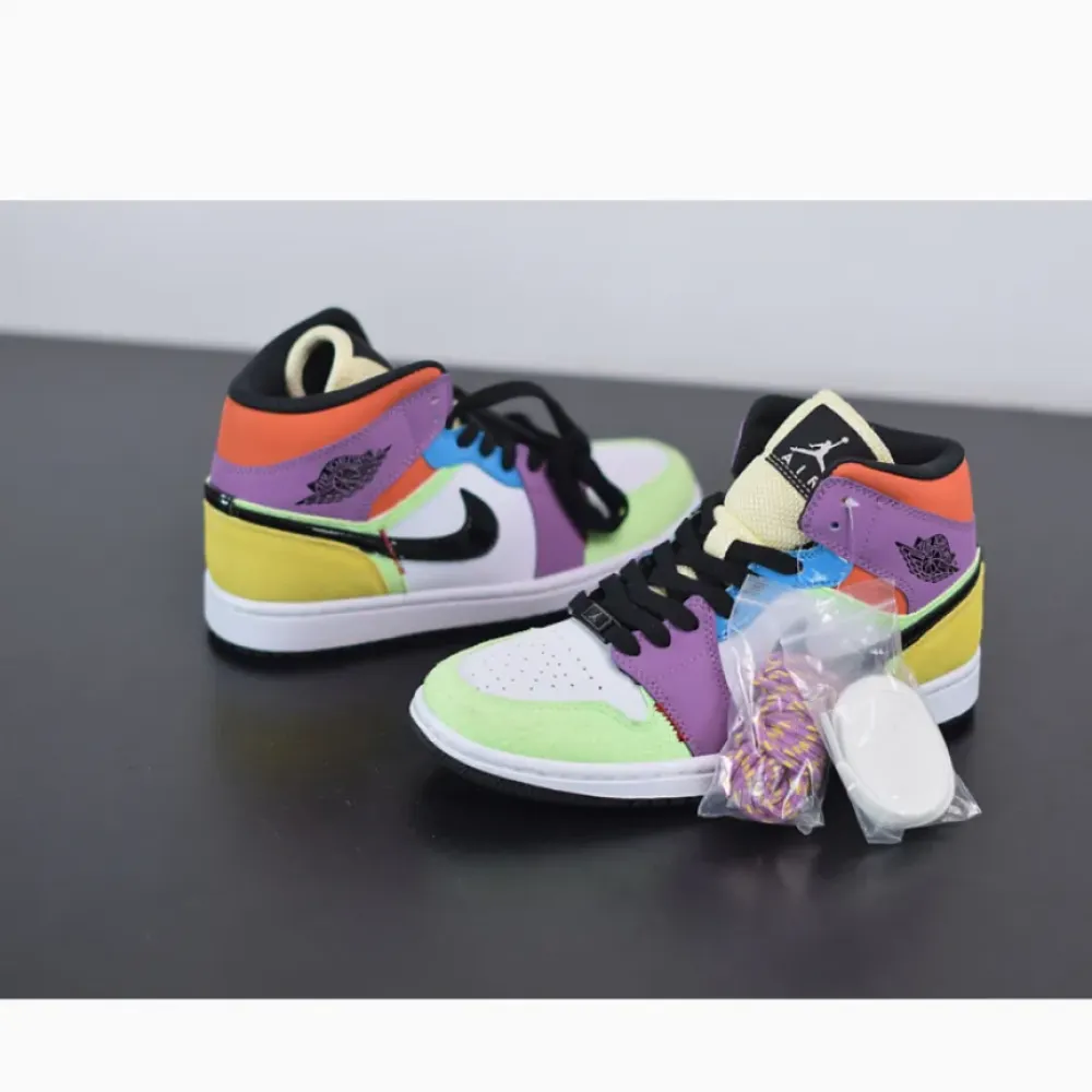 Air Jordan 1 Mid SE “Multicolor” White/Black/Lightbulb/Team Orange  CW1140-100