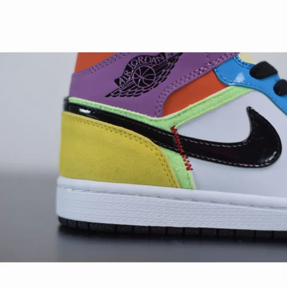 Air Jordan 1 Mid SE “Multicolor” White/Black/Lightbulb/Team Orange  CW1140-100