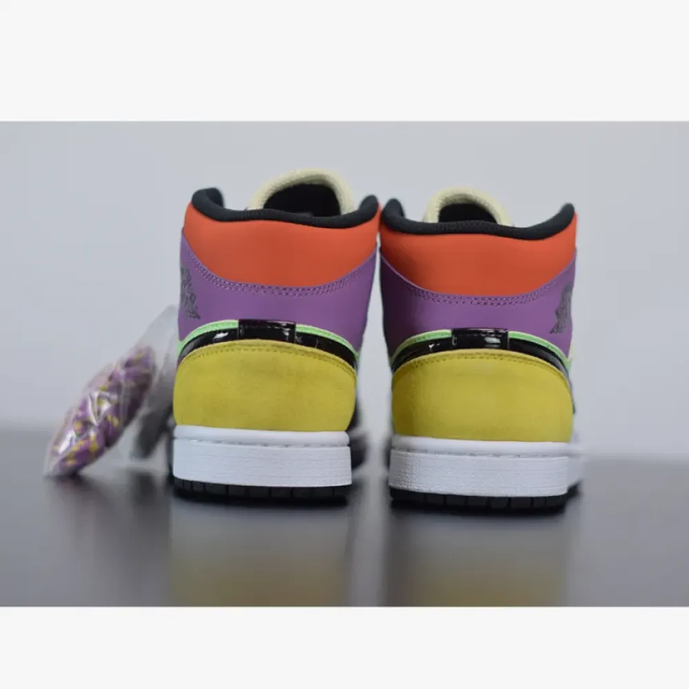 Air Jordan 1 Mid SE “Multicolor” White/Black/Lightbulb/Team Orange  CW1140-100