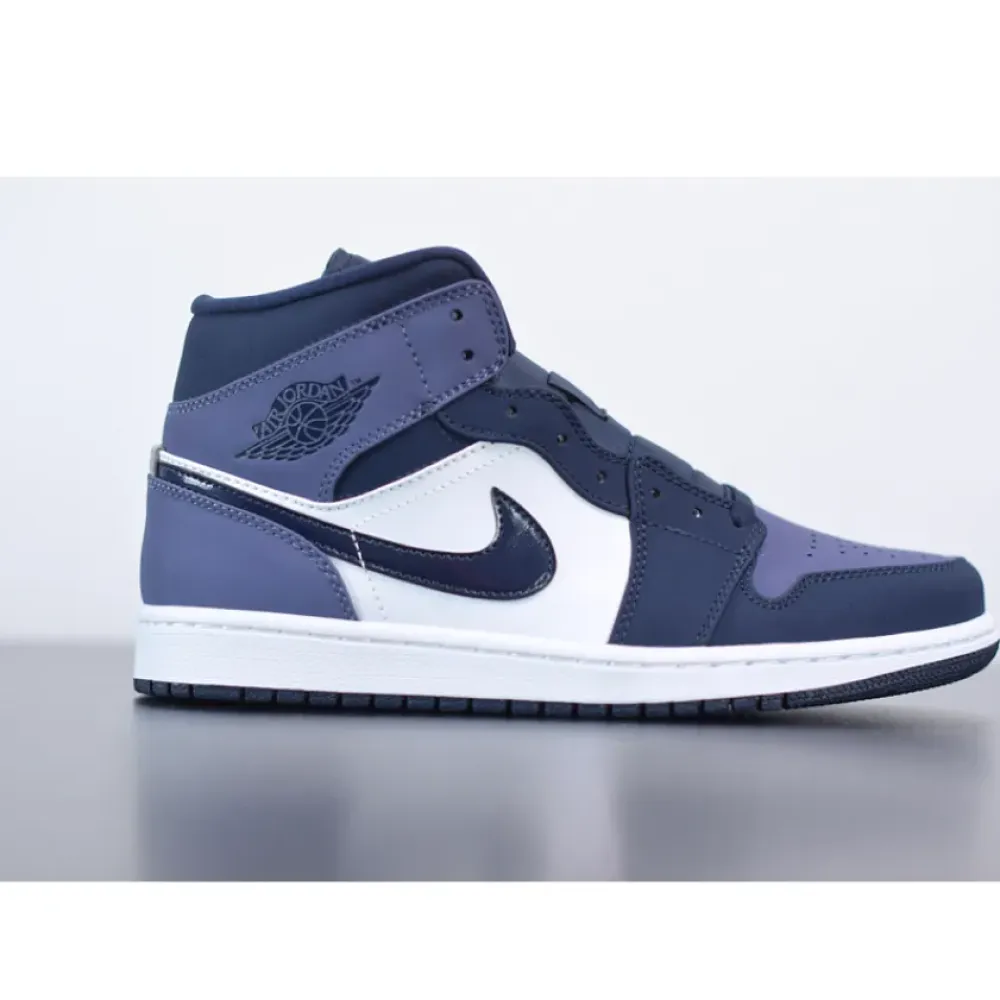 Air Jordan 1 Mid Obsidian/Sanded Purple-White  554724-445