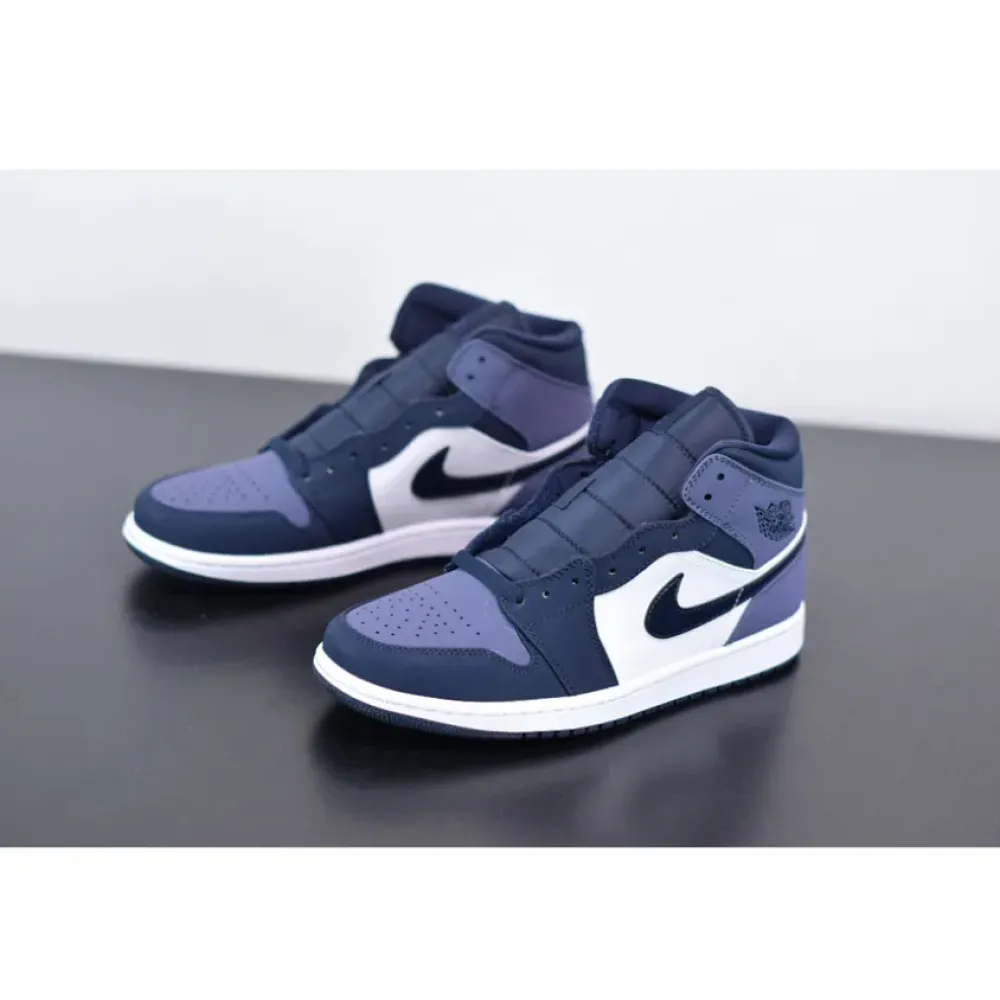 Air Jordan 1 Mid Obsidian/Sanded Purple-White  554724-445