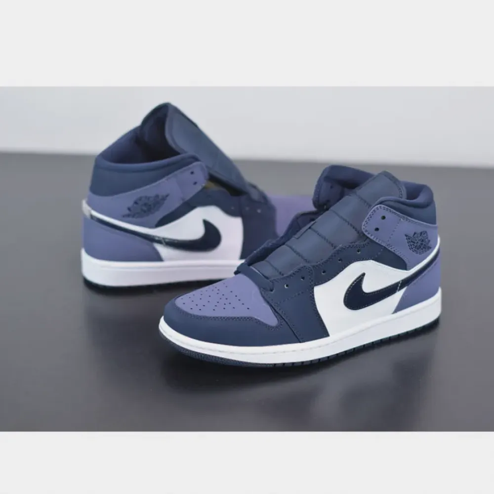 Air Jordan 1 Mid Obsidian/Sanded Purple-White  554724-445
