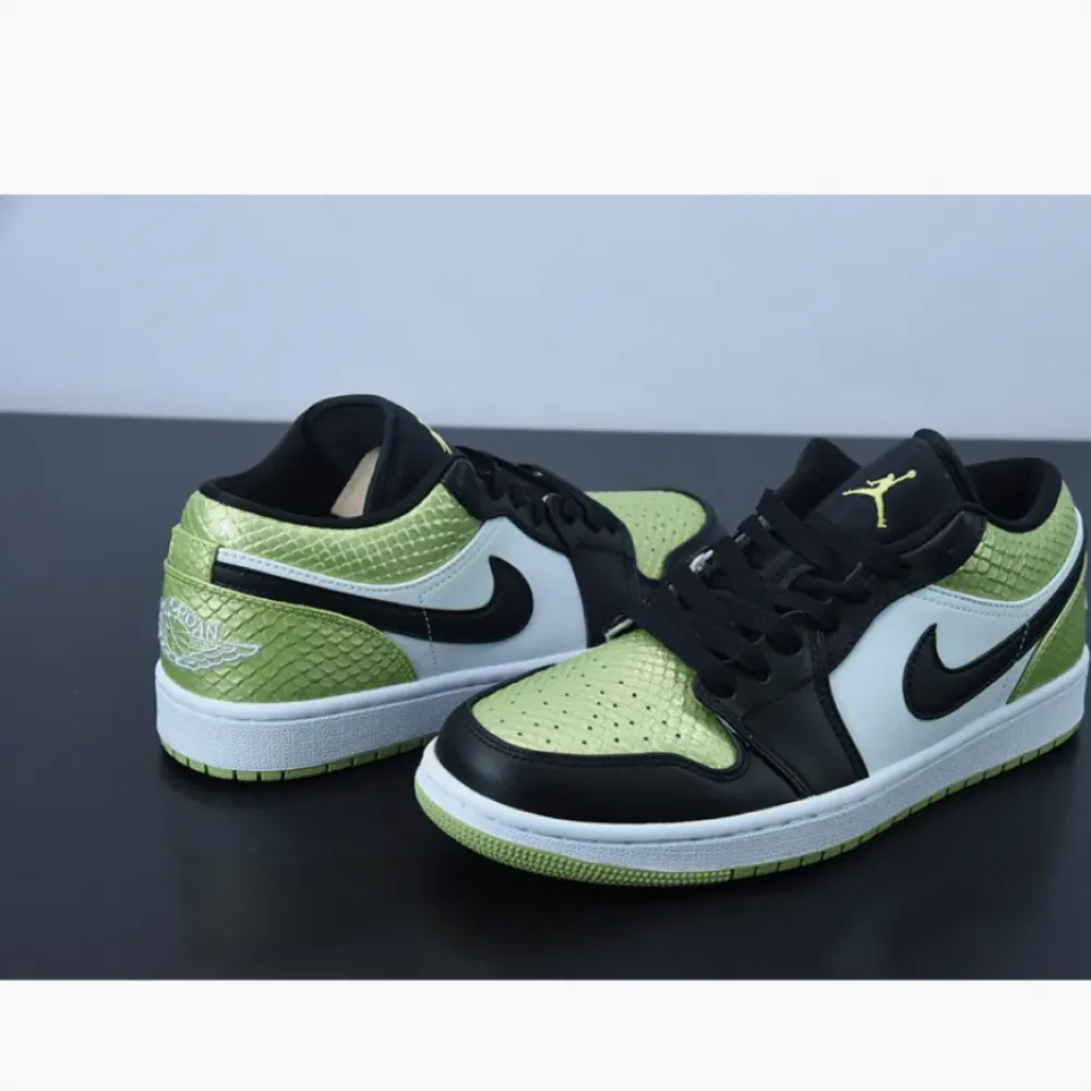 Air Jordan 1 Low “Vivid Green Snakeskin” Vivid Green/Black/White  DX4446-301