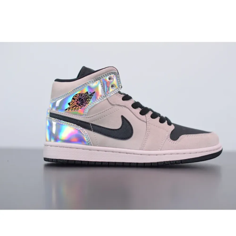 Air Jordan 1 Mid Barely Rose/Black/Multi  BQ6472-602