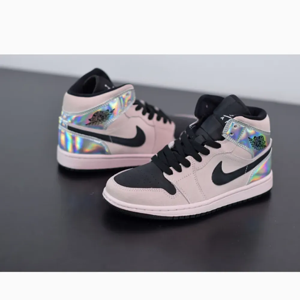 Air Jordan 1 Mid Barely Rose/Black/Multi  BQ6472-602