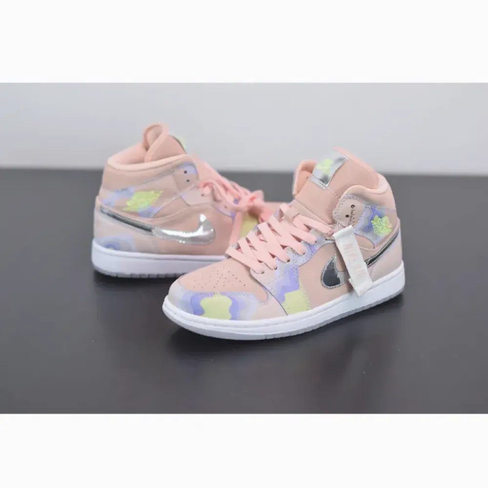 Air Jordan 1 Mid “P(HER)SPECTIVE” Washed Coral/Chrome/Light Whistle CW6008-600
