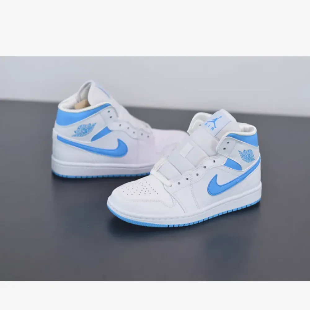 Air Jordan 1 Mid ‘UNC’ White Blue  BQ6472-114