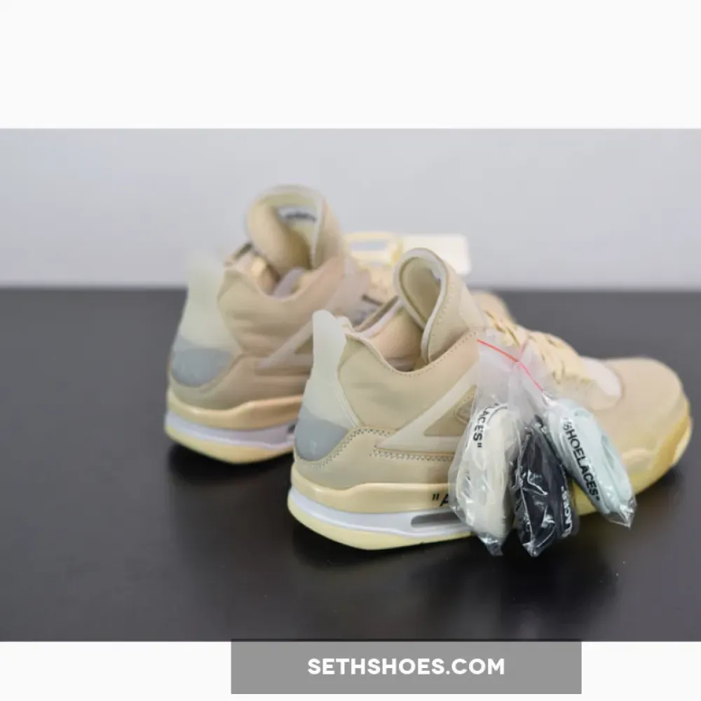 Off-White x Air Jordan 4 SP Sail/Muslin-White-Black  CV9388-100