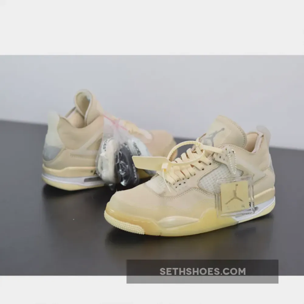 Off-White x Air Jordan 4 SP Sail/Muslin-White-Black  CV9388-100