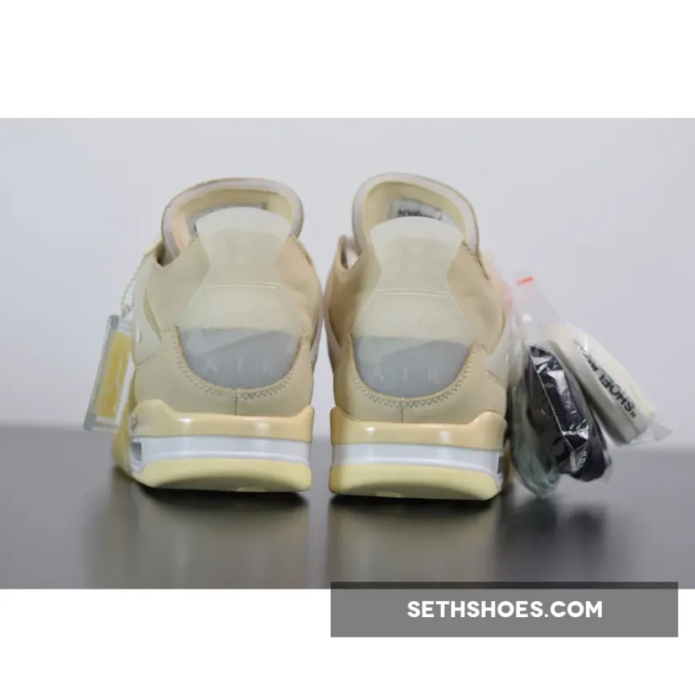 Off-White x Air Jordan 4 SP Sail/Muslin-White-Black  CV9388-100