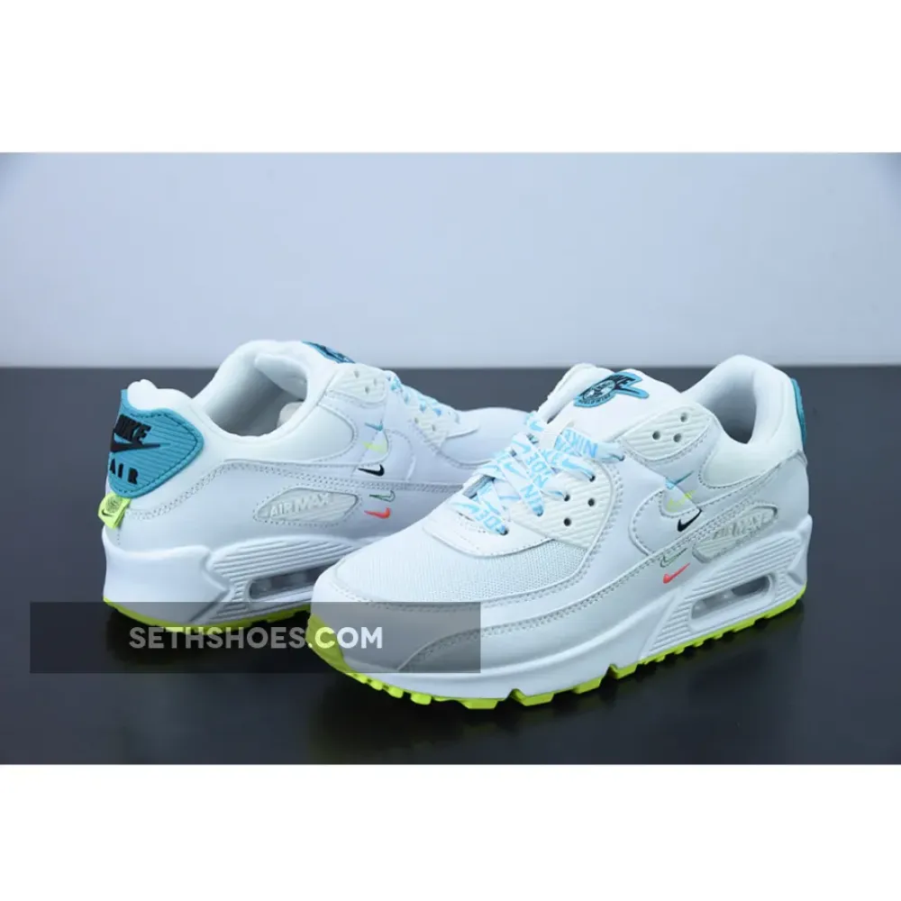 Nike Air Max 90 SE “Worldwide” White/Blue Fury-Volt  CK7069-100