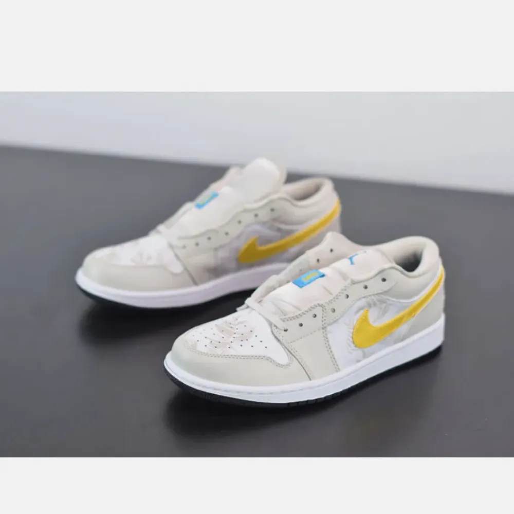 Air Jordan 1 Low Light Orewood Brown/Amarillo-White-Blue  CK3022-107
